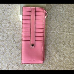 Lodis Pink Leather Card Wallet